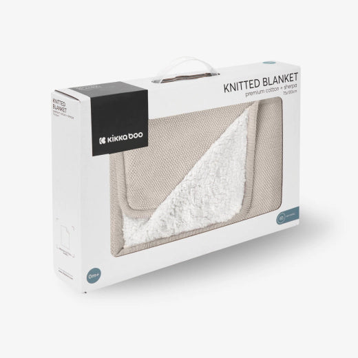Knitted Sherpa Cotton Blanket Dream Big: Beige