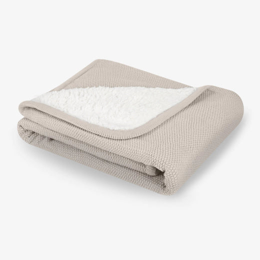 Knitted Sherpa Cotton Blanket Dream Big: Beige
